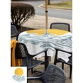 thumbnail image 5 of Outdoor Tablecloth with Umbrella Hole for Patio/Picnic/Party/Camping, Yellow Sun Rise Waterproof Table Cloth Square Cover Washable, Ocean Waves Coastal Abstract Art (54"x 54"), 5 of 8