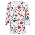 thumbnail image 4 of Uootdi Patriotic Tees for Women USA Flag Floral Print 3/4 Sleeve Top Soft Breathable Independence Day Outfits Gift, 4 of 7