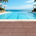 thumbnail image 5 of 24 Pcs 2*1 Ft Patio Deck Tiles, Interlocking Waterproof Decking Floor Tiles for Porch, Poolside, Balcony, Backyard, Red Brown, 5 of 8