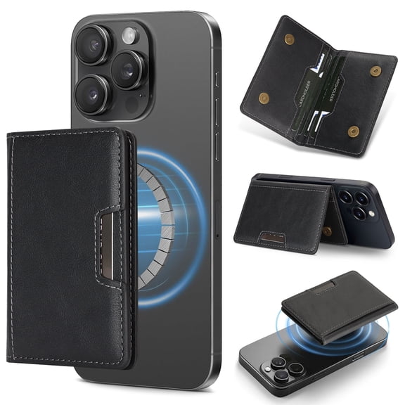 Magnetic Phone Wallet Compatible with iPhone 17 16 15 14 13 12 Pro Max Plus, Detachable Card Holder for Cash Credit Cards