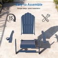 thumbnail image 2 of CHYVARY HDPE Folding Adirondack Chair Set of 4 with Cup Holder and Ottoman, 3-Level Adjustable Patio Chair 350 lbs Capacity, Navy Blue, 2 of 9