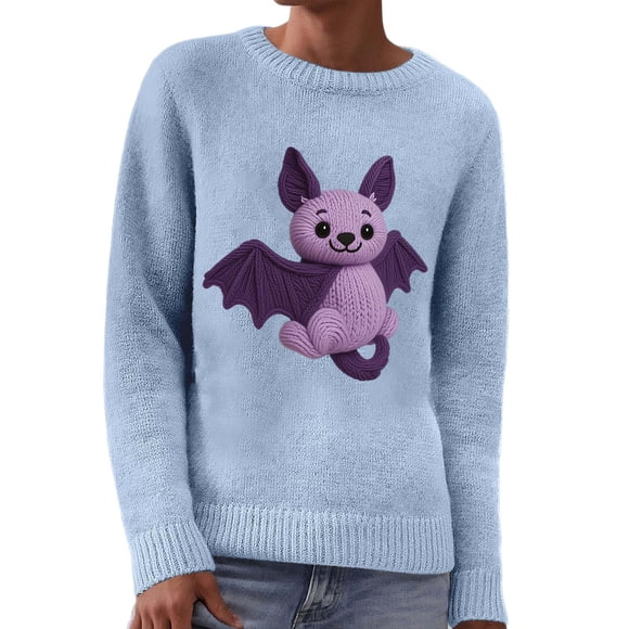 QHFBli Knit Graphic Sweaters for Women Cashmere Long Sleeve Crew Neck Sweaters Oversized Pullover Fall Winter Soft Tops