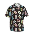 thumbnail image 2 of Balery Colorful Retro Tape Print Men's Hawaiian Shirts Short Sleeve Beach Shirt Relaxed Fit Vacation Button Down Shirts-XX-Large, 2 of 9