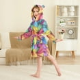 thumbnail image 2 of FORMRS Niños Bathrobe Unisex Hooded Robe Soft Plush Pajamas Sleepwear, Size 10-12T, Vibrant Leaves Pattern, 2 of 7