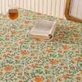thumbnail image 4 of Orange & Green Floral Cotton Tablecloth for Dining Table – Natural Dye Handblock Sanganeri Print Table Cover, Handmade Indian Lien Décor (72x135 Inches), 4 of 5
