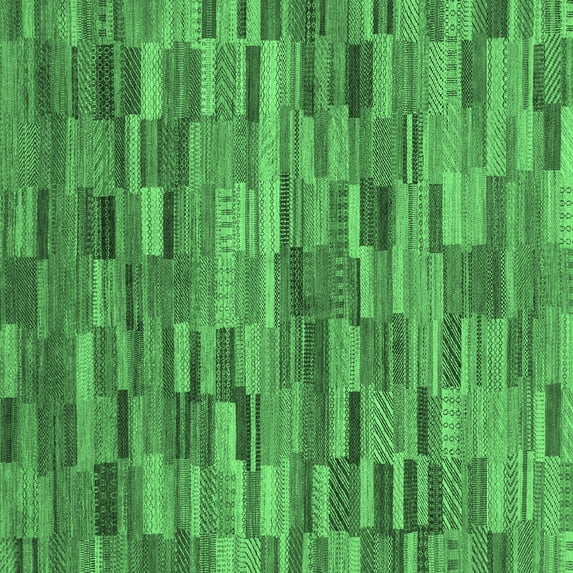 Ahgly Company Indoor Square Abstract Emerald Green Modern Area Rugs, 8' Square