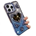 thumbnail image 6 of Kryonix for iPhone 16 Pro Case Cute New Shockproof Shiny Heart Mirror Butterfly Crystal Cover, Purple/Blue/Pink/Black, 6 of 6