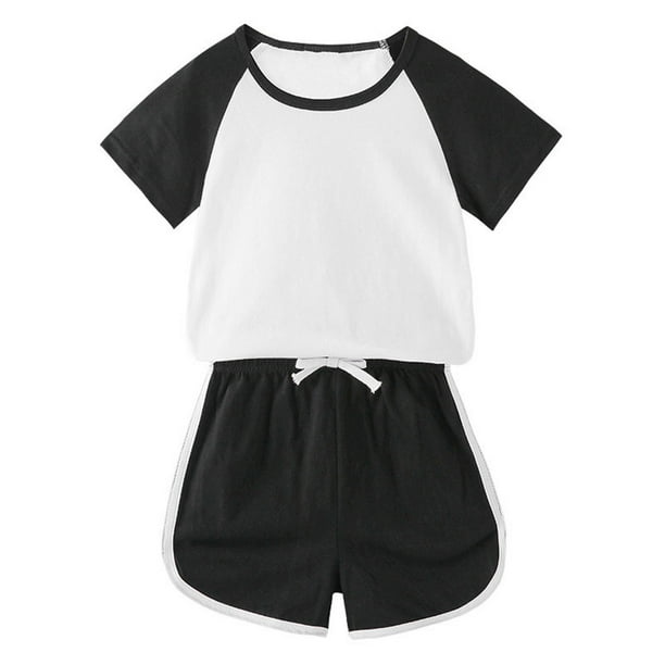 Odeerbi 1-11 Años Conjuntos de Pijama de Verano Para Niños Y Niñas Camisa de Raglán de Algodón de Manga Corta Pantalón Corto Conjunto de Dos Piezas Suave