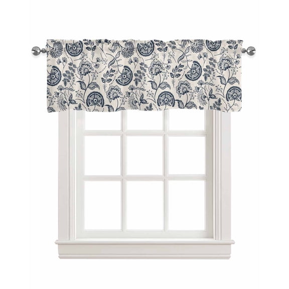 Vintage Spring Floral Kitchen Valances for Windows Farmhouse Linen Window Valance Curtain for Living Room Window Treatment Retro Farmhouse Summer Botanical Valance Rod Pocket Topper, 42 x 18 Inch