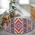 thumbnail image 4 of Southwest Aztec Round Area Rug 4ft, Country Retro Ethnic Geometric Motifs Washable Non-Slip Circle Rugs for Bedroom Living Room Kitchen, Soft Non Shedding Circle Carpet for Dining Room Dorm, 4 of 9