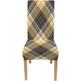 thumbnail image 3 of Chair Covers for Dining Room Set of 6 Light Grey and Yellow Plaid Stretch Chair Covers Washable Kitchen Chair Slipcovers for Kitchen Wedding Party, 3 of 3