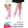 thumbnail image 4 of HUGH UGOLI Knee High Cotton Socks for Kids Girls Boys & Toddlers, Long School Uniform Socks, Soft & Comfortable,Pink, 9-11 Years Old, 4 Pairs, 4 of 5