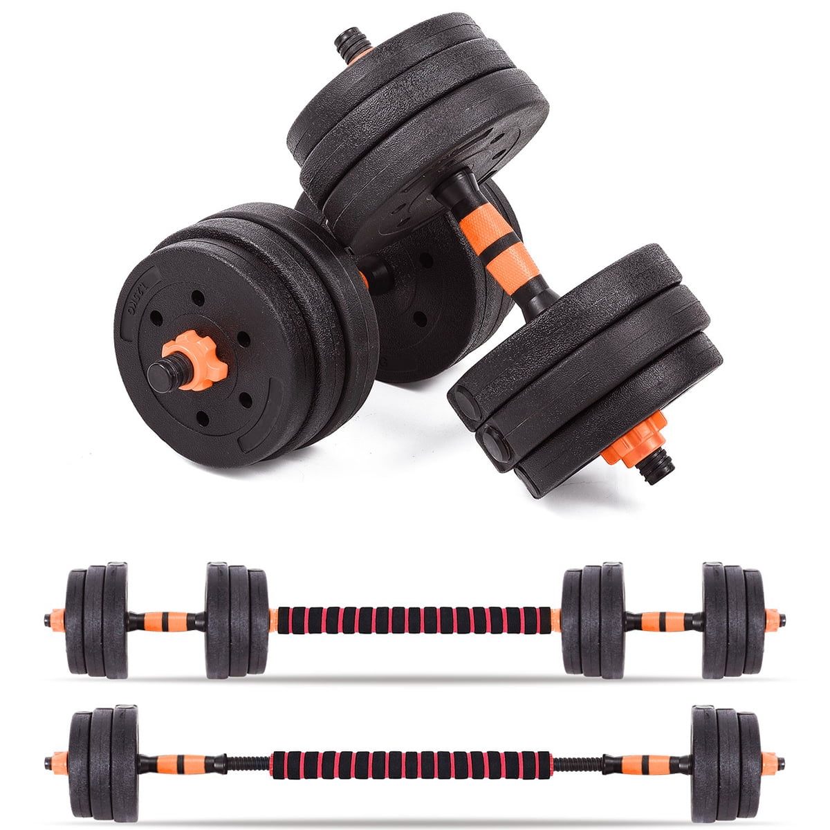 Totall 88 LB Weight Dumbbell Set Adjustable Cap Gym Barbell Plate Body Workout U 