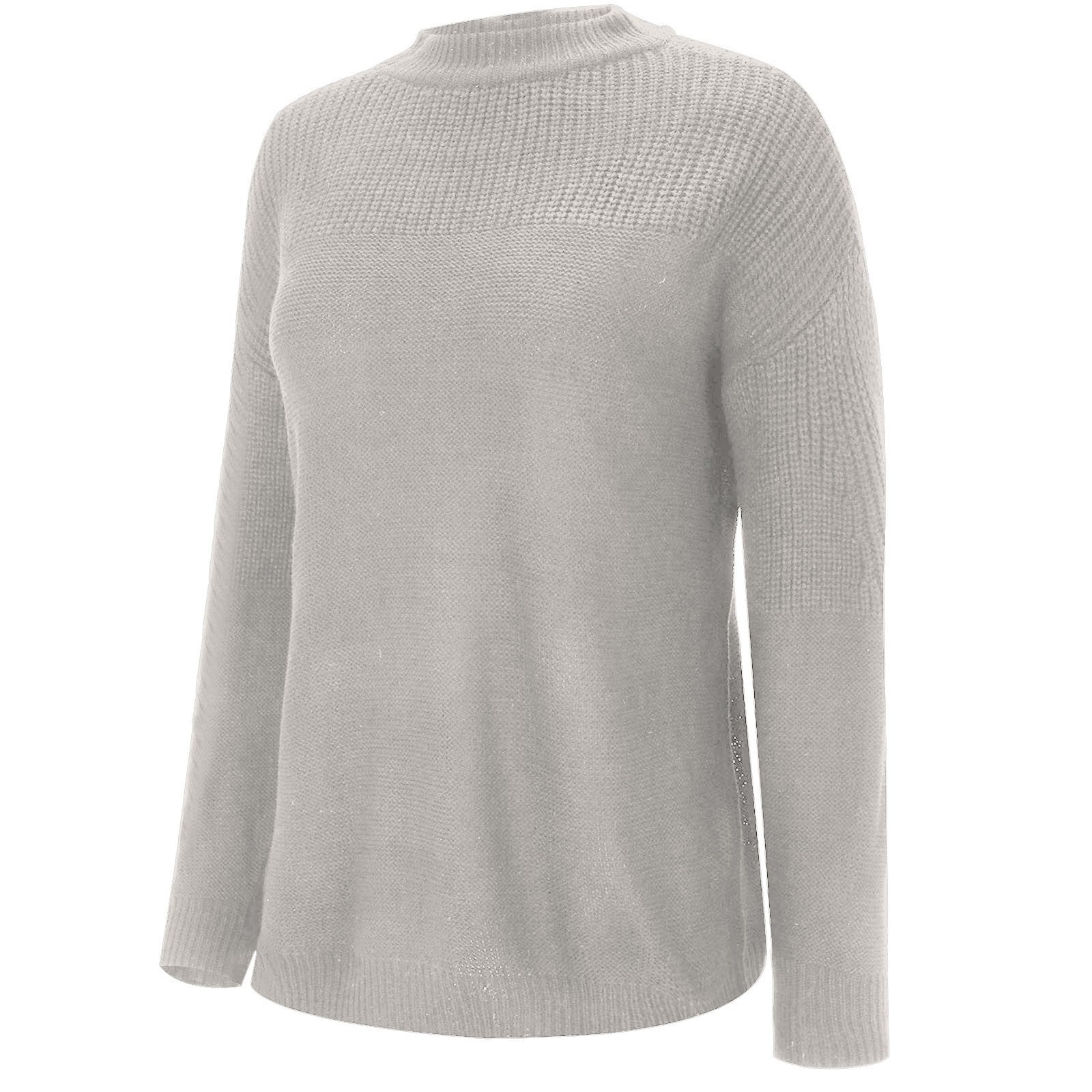 Holzkary Women's Casual Long Sleeve Sweaters Women's Casual Long Sleeve Sweaters Loose Crewneck Knit Solid Pullover Sweater Jumper Tops Loose Crewneck Knit Solid Pullover Sweater Jumper Tops Grey M