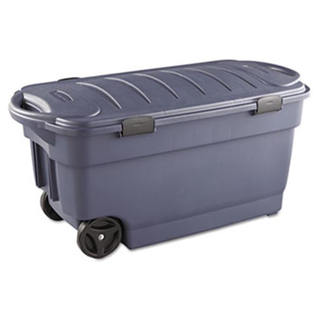 Rubbermaid. 2463DIM Roughneck Wheeled Storage Box, 45gal, Dark Indigo