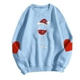thumbnail image 3 of Oplxuo Women Christmas Sweatshirt Funny Red Wine Glass Christmas Shirt Xmas Santa Hat Graphic Pullover Blouse Tops, 3 of 3