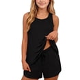 thumbnail image 5 of Girls 2 Piece Bathing Suit Boyshort Tankini Swimsuits Set with Pockets Quick Dry Tween Swimwear 5-15Y (11-12 Years, Black), 5 of 7