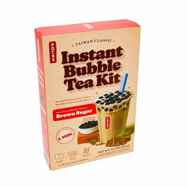 POCAS Bubble Tea DIY Kit, 12 pk, Brown Sugar Flavor, Instant Milk Tea Powder with Tapioca Pearls