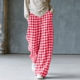 thumbnail image 4 of Maplenight Womens Plaid Pajamas Pants Wide Leg Elastic Waist Pants Loose Casual Loungewear Sleep Bottoms, 4 of 8