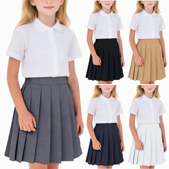 WUANDIXFA Teen Skirts 2-17 Years Girls Pleated Skirt with Shorts Athletic Tennis Skirts for Baby Girls, Toddler Skort,Khaki,4-5 Years