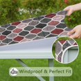 thumbnail image 6 of Red and Black Ethnic Geometric Pattern Square Fitted Tablecloth with Elastic Edge,Square Table Cover,Washable Elastic Table Cover for Home Kitchen Party Decor 36"x36", 6 of 6