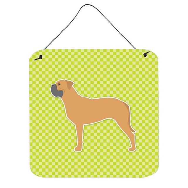 Bullmastiff Checkerboard Green Wall or Door Hanging Prints
