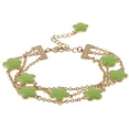 thumbnail image 1 of Goldtone Green Enamel Three Strand Bracelet, 1 of 1