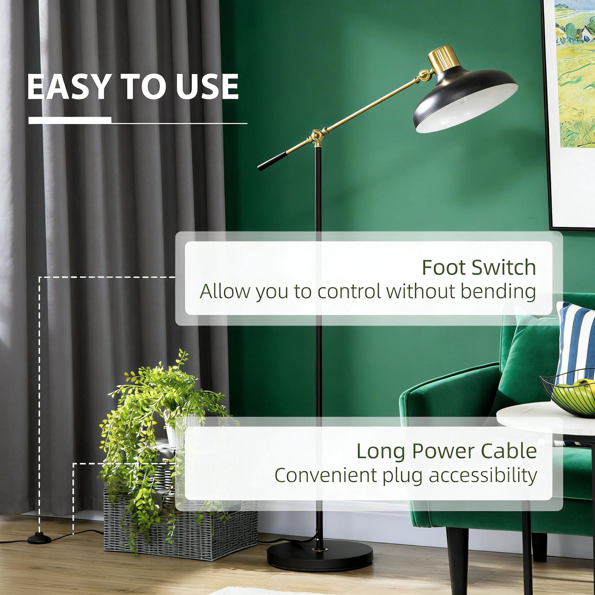 Adjustable Floor Lamps for Living Room, Standing Lamp for Bedroom with Balance Arm