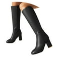 thumbnail image 3 of Women's Square Toe Heel Knee High Boots with Side Zipper for Stylish Mid-Calf Comfort and Winter Wear Fashion Footwear, 3 of 7