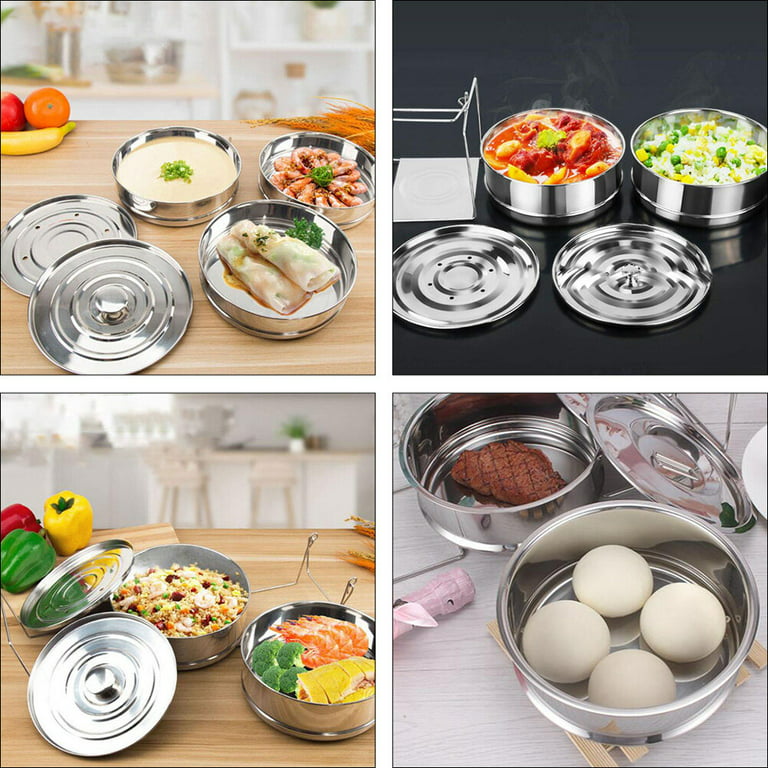 EasyShopForEveryone Stackable Steamer Insert Pans with 2 Lids