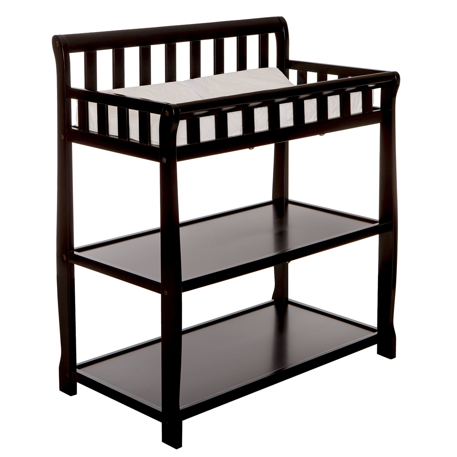 Nursery Essentials Bundle of Dream On Me Aden Convertible 4 in 1 Mini Crib, Dream On Me Ashton Changing Table, with a Dream On Me Sunset 3” Extra Firm Fiber Portable Crib Mattress, Black