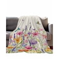 thumbnail image 2 of Flannel Fleece Throw Blanket Vintage Country Flower Lightweight Soft Plush Blankets,Pastoral Floral Bird Cozy Warm Throw Blanket for Couch Sofa Bed Car Office 40x50in, 2 of 9