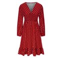 thumbnail image 7 of IROINNID Long Sleeve Dress for Women Long Sleeve Solid V-Neck Ladies Holiday Trendy Long Dress,Red, 7 of 7