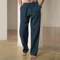 thumbnail image 2 of WEAIXIMIUNG Winter Overalls Men Men's Figure Flattering Linen Pants Fashionable Pure Color Casual Flat Front Work Pants, 2 of 8
