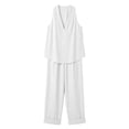 thumbnail image 6 of Favoffer Women Sleeveless V Neck Sets Solid Color Casual Outfit Loose Fitted Long Pants Combo with Functional Pockets for Daily, 6 of 6