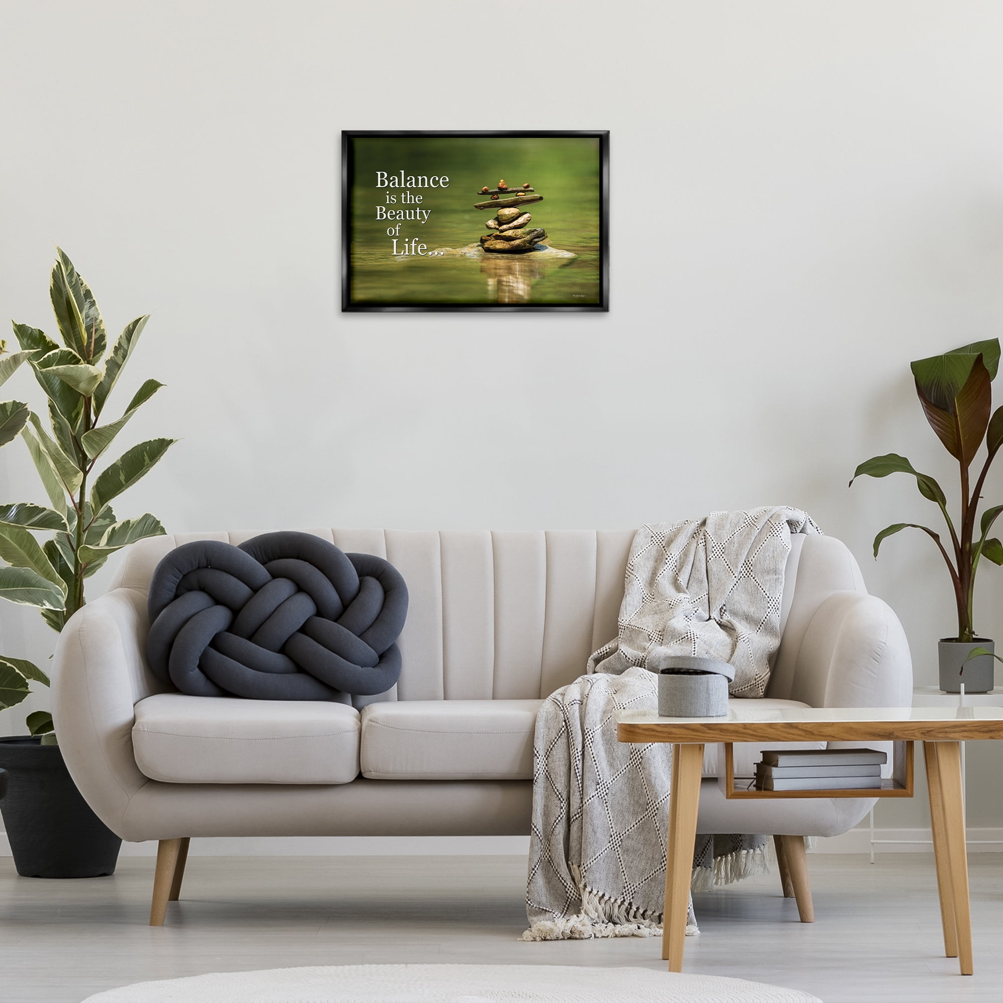 Stupell Industries Balance Is Beauty Landscape & Nature Painting Black Floater Framed Canvas Art Print Wall Art, 25 x 17