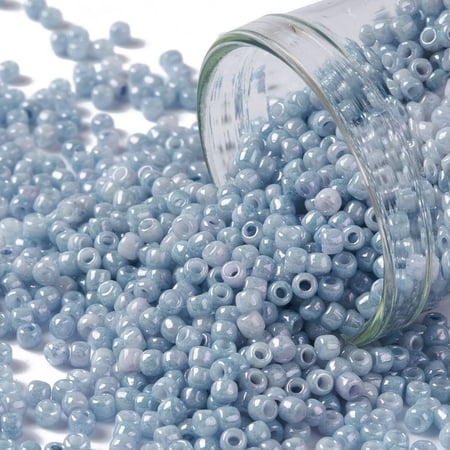TOHO Round Seed Beads Japanese Seed Beads (1205) Opaque Cream Denim Marbled 11/0 2.2mm Hole: 0.8mm about 1110pcs/10g