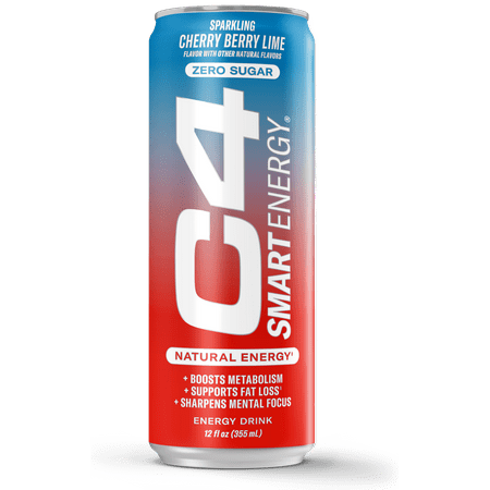 C4 Smart Energy Drink, Sparkling Cherry Berry Lime, 12oz, Single Can