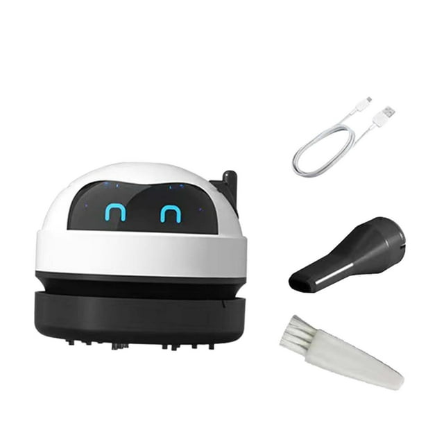 Siruishop Desktop Vacuum Cleaner Cute Cartoon Desktop Vacuum for Computer Dust on Desk black