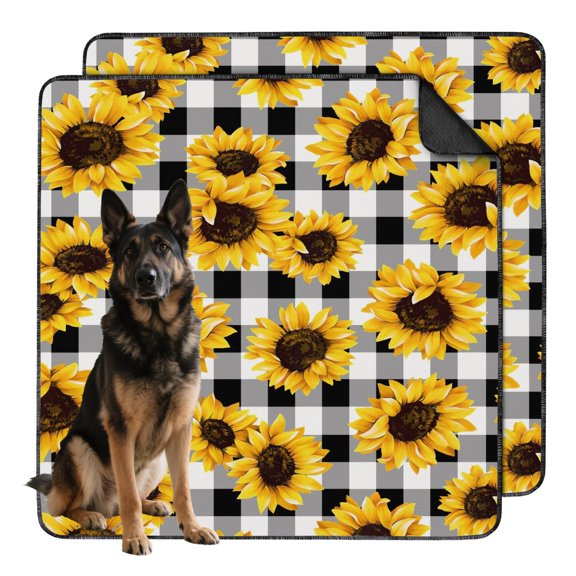 2-Set Floral Print Training Mats 48x48 Inch Washable Reusable Dog Potty Pads, Non-Slip Puppy Housebreaking Solution for Extra Large Indoor Use