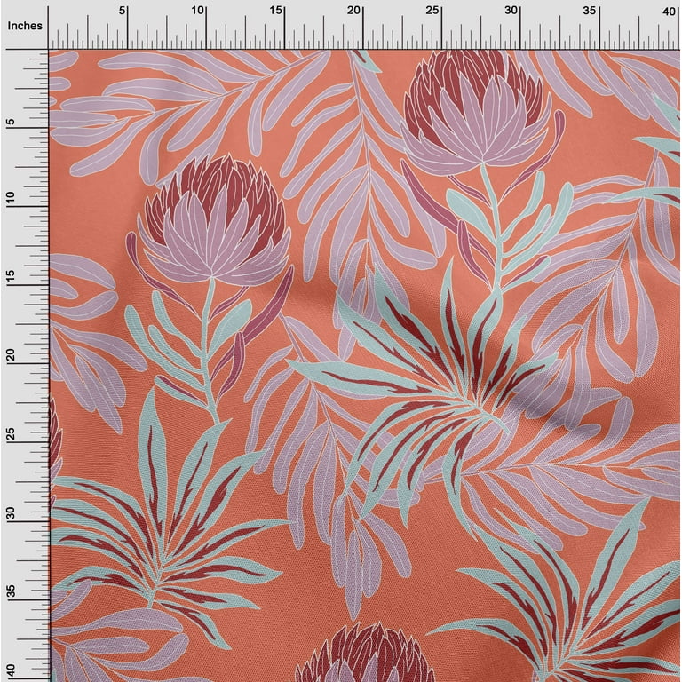 orange pink dress material oneOone Polyester Spandex Orange Fabric Tropical Floral Dress Material  Fabric Print Fabric By The Yard 56 Inch Wide