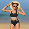 thumbnail image 2 of Kids Swimsuits for Girls 7-16 Years Girls 3-Piece Slim Fit Tankini Set - Crop Top, Bikini Bottom & Cover-Up Skirt Swimsuit Tankini Bathing Suit 2 Piece, 2 of 9