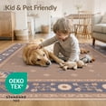 thumbnail image 4 of ODIKA 4'x6' Taupe Plum Traditional Medallion Washable Area Rug Ornate Geometric Floral Border Design With Central Diamond Motif Classic Non-Slip, Chair-Friendly, Flatwoven for Home Office, Under Desk, 4 of 7