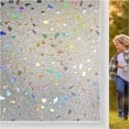 thumbnail image 2 of 3D Rubble Design Window Privacy Film, Rainbow Decorative Window Coverings Film, Heat Blocking Static Cling Window Stickers, Non Adhesive Privacy Film, 17.5x78.7 Inch - Style 4, 2 of 8