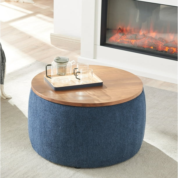Syngar Storage Ottoman With Tray Round, Round Tray For Ottoman Coffee Table