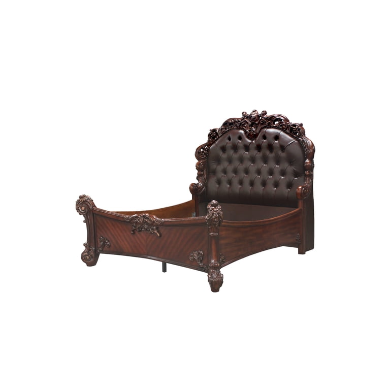 Acme Vendome Queen Bed Synthetic Leather & Cherry - Walmart.com