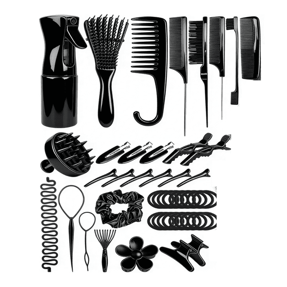 "Kit 46pz Peine De Masaje De Cepillo Adecuado para cabello Rizado Belug negro "