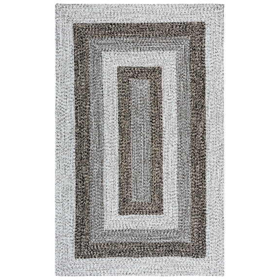 SAFAVIEH Braided Kent Geometric Machine Washable Reversible Area Rug, Ivory/Black, 8' x 10'