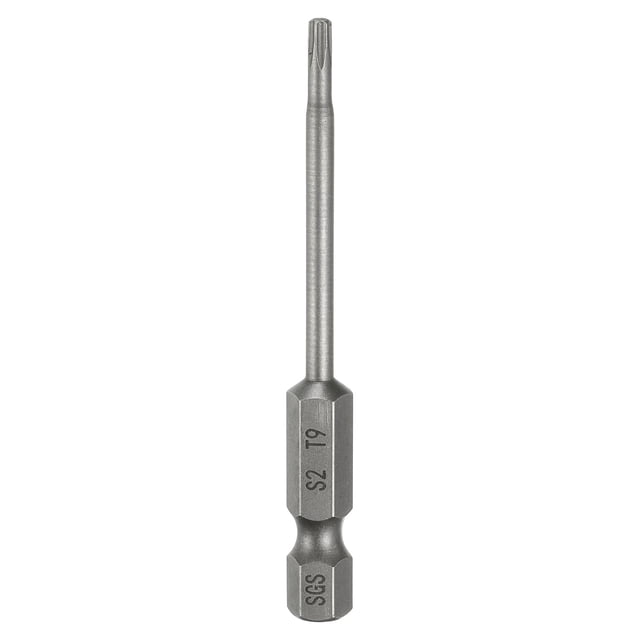 Punta de destornillador Torx Uxcell T9 1/4" Vástago hexagonal 2.6" (65mm) Largo Magnético Sin Punta de Agujero 6 Puntos