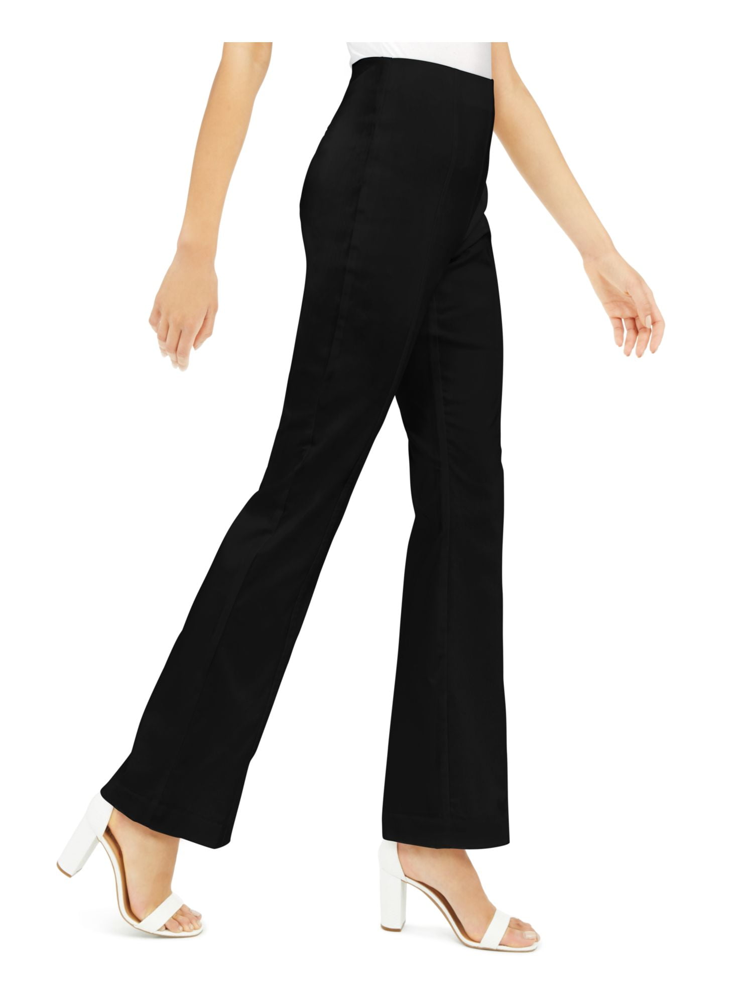 ALFANI Womens Black Solid Wide Leg 